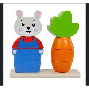 Spark Create Imagine Wooden Stacking Puzzle – Bunny & Carrot 18+ Months - New